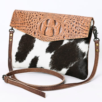 American Darling Envelope Crocodile Embossed Hair on Genuine Leather Western Women Bag Handbag Purse | for Cute